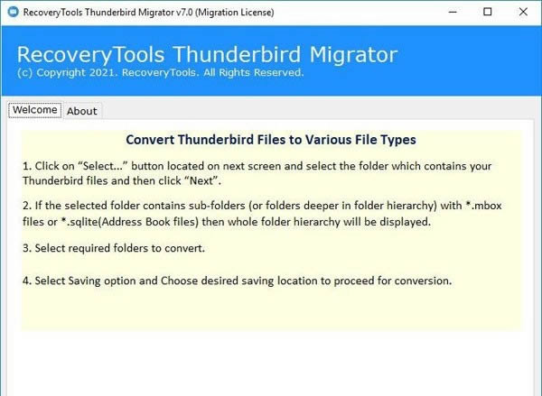 RecoveryTools Thunderbird Migrator(ʼ)