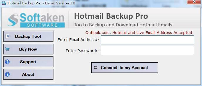 Softaken Hotmail Backup Proͼ