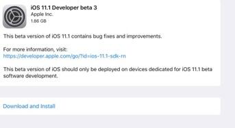 ios11.1 Beta3固件提供下载_正式版提供下载